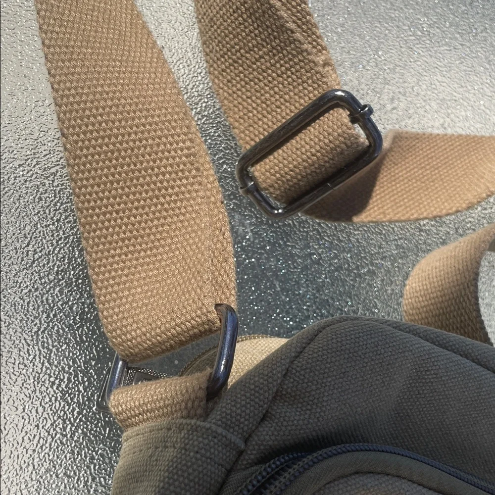 Mi Coolker Stylish Tan Canvas NWOT Men's Messenger Bag Adjustable Strap POCKETS!